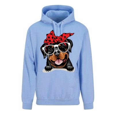 Cute Rottweiler Christmas Red Plaid Headband And Glasses Great Gift Unisex Surf Hoodie