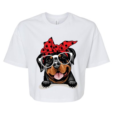 Cute Rottweiler Christmas Red Plaid Headband And Glasses Great Gift Bella+Canvas Jersey Crop Tee