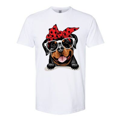 Cute Rottweiler Christmas Red Plaid Headband And Glasses Great Gift Softstyle CVC T-Shirt