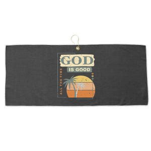 Cool Retro Christian Saying God Is Good All The Time Large Microfiber Waffle Golf Towel