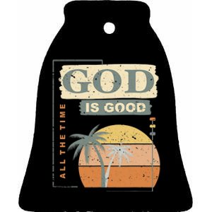 Cool Retro Christian Saying God Is Good All The Time Ceramic Bell Ornament