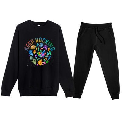 Colorful Rock Collector Earth Scientist Funny Geology Premium Crewneck Sweatsuit Set