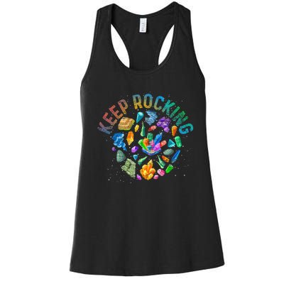 Colorful Rock Collector Earth Scientist Funny Geology Women's Racerback Tank