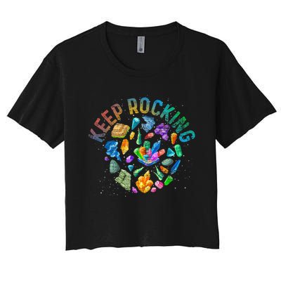 Colorful Rock Collector Earth Scientist Funny Geology Women's Crop Top Tee