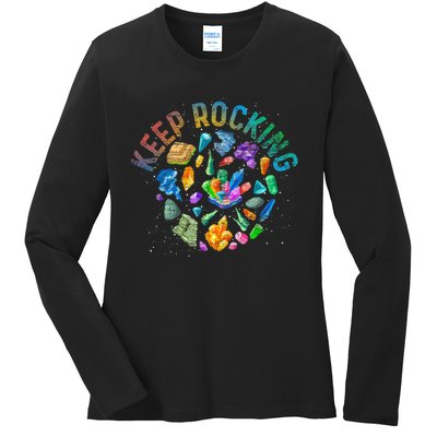 Colorful Rock Collector Earth Scientist Funny Geology Ladies Long Sleeve Shirt