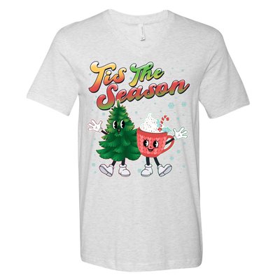 Cute Retro Cartoon Christmas Tis The Season V-Neck T-Shirt