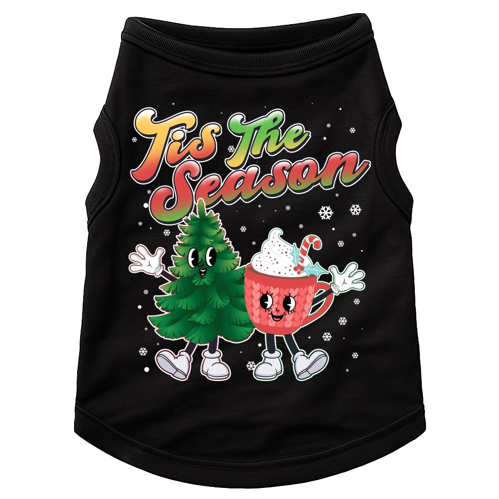 Cute Retro Cartoon Christmas Tis The Season Doggie Tank