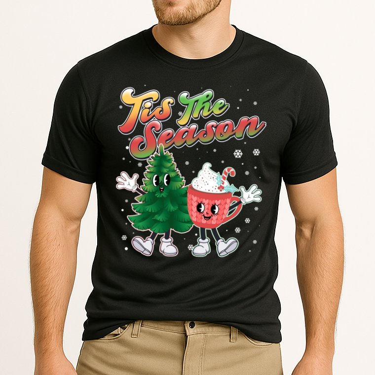 Cute Retro Cartoon Christmas Tis The Season Cooling Performance Crew T-Shirt