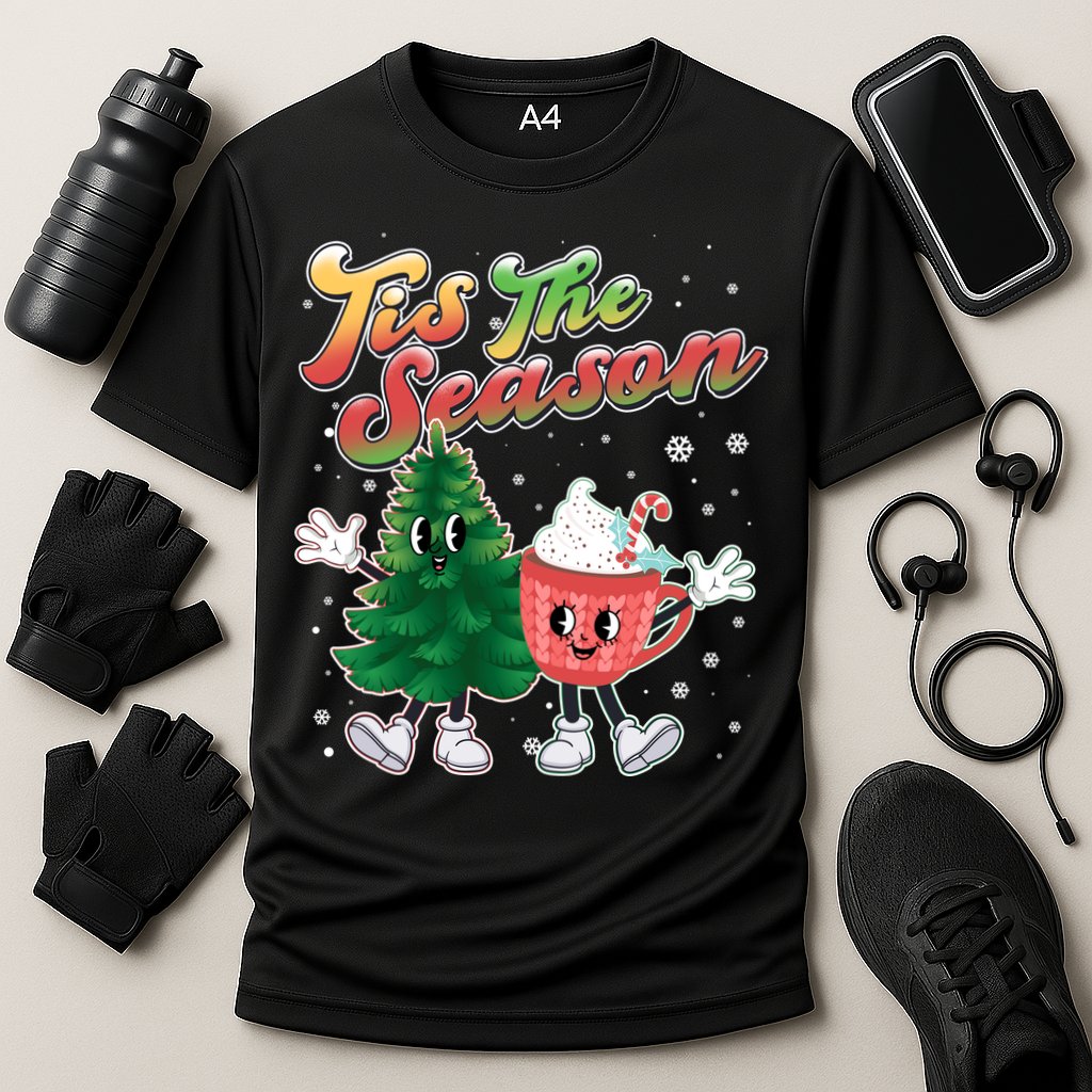Cute Retro Cartoon Christmas Tis The Season Cooling Performance Crew T-Shirt