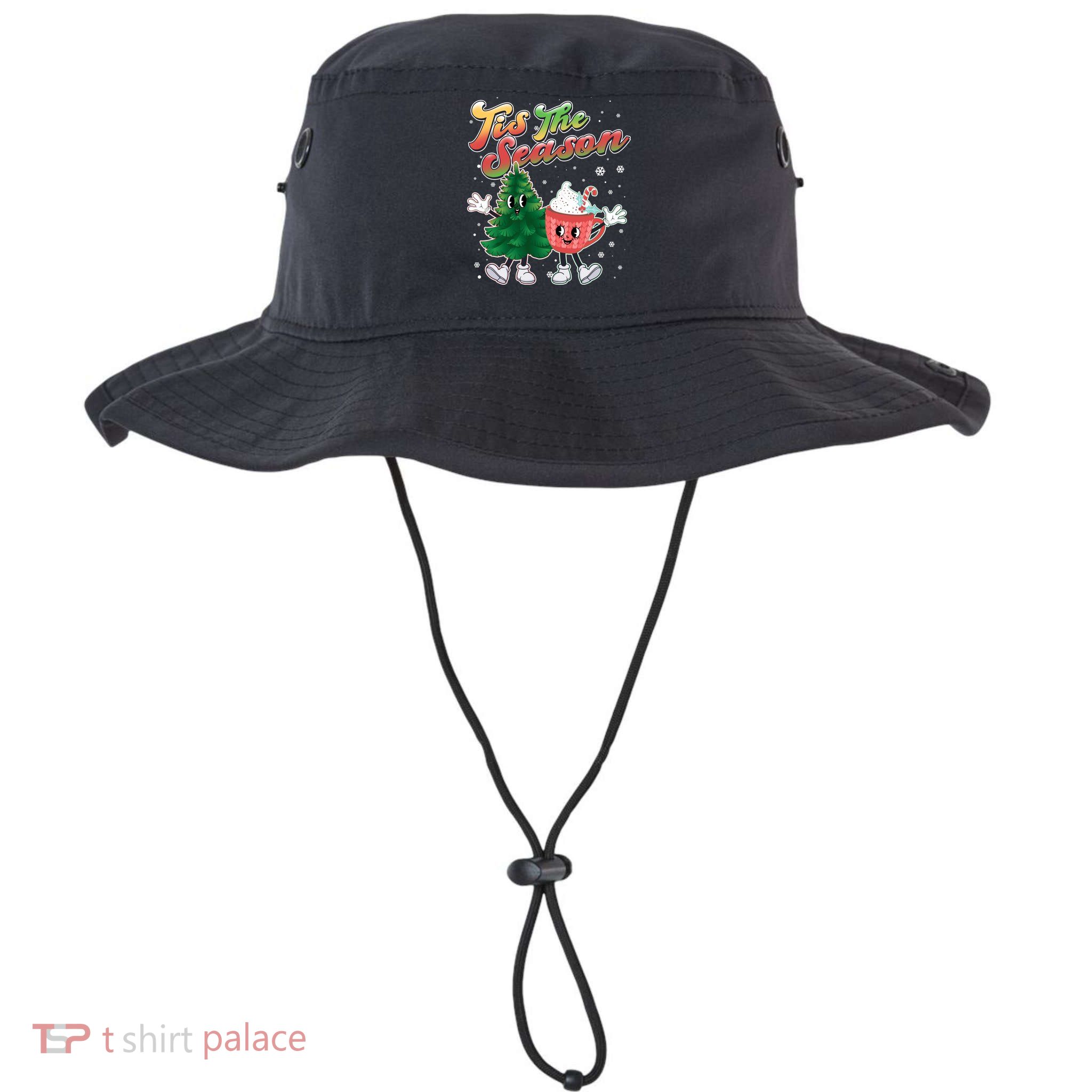 Cute Retro Cartoon Christmas Tis The Season Bucket Hat