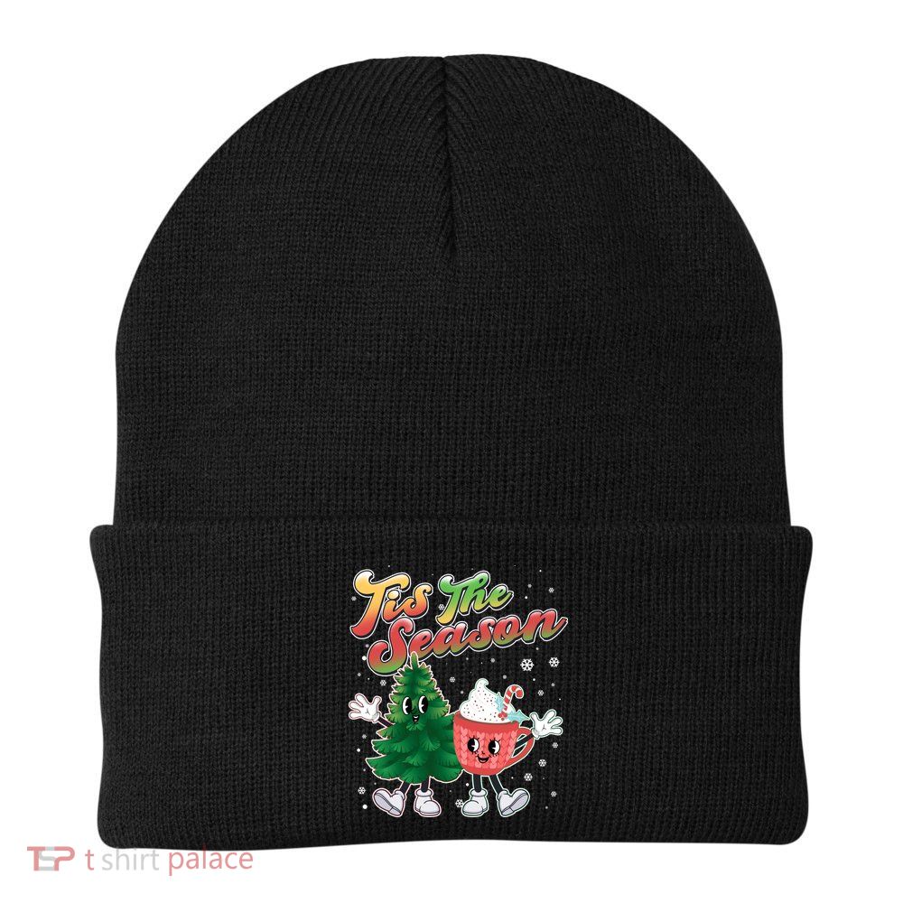 Cute Retro Cartoon Christmas Tis The Season Beanie
