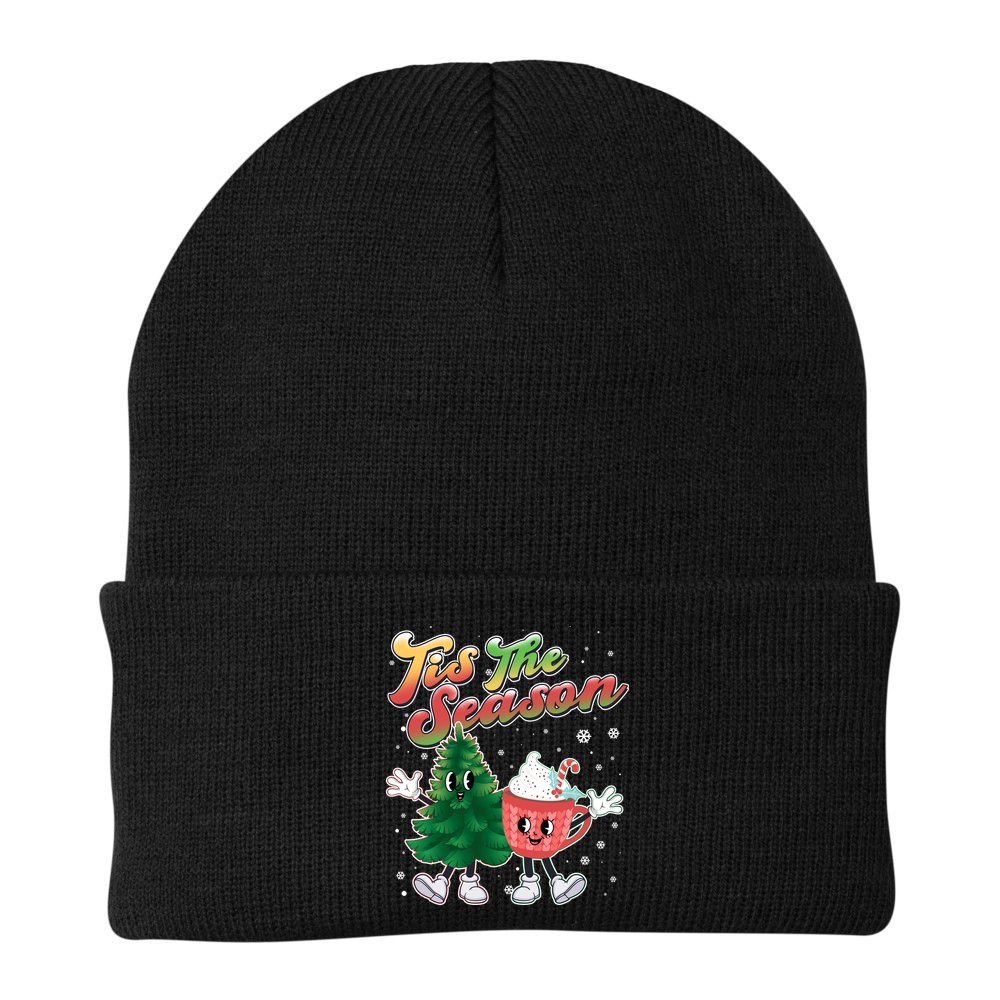 Cute Retro Cartoon Christmas Tis The Season Beanie