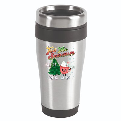Cute Retro Cartoon Christmas Tis The Season 16oz Travel Tumbler