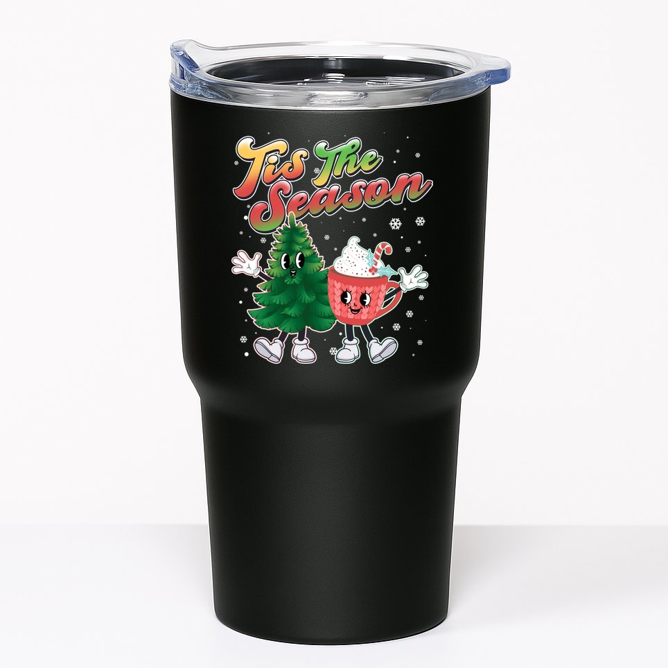 Cute Retro Cartoon Christmas Tis The Season Tumbler