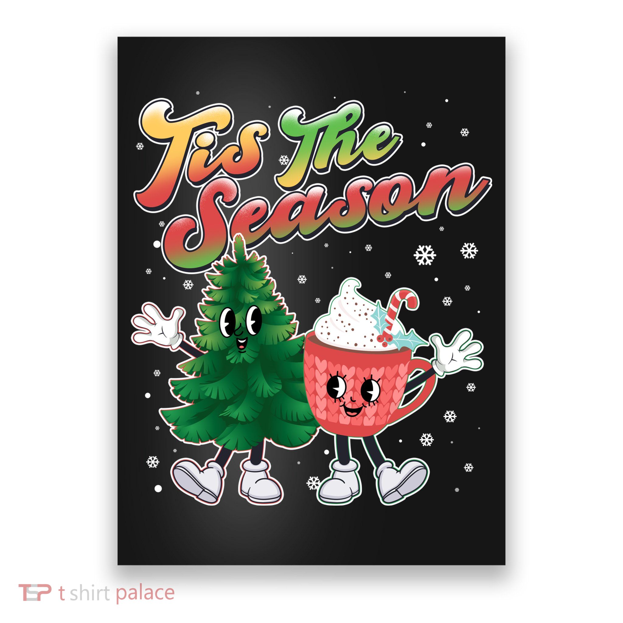 Cute Retro Cartoon Christmas Tis The Season Poster
