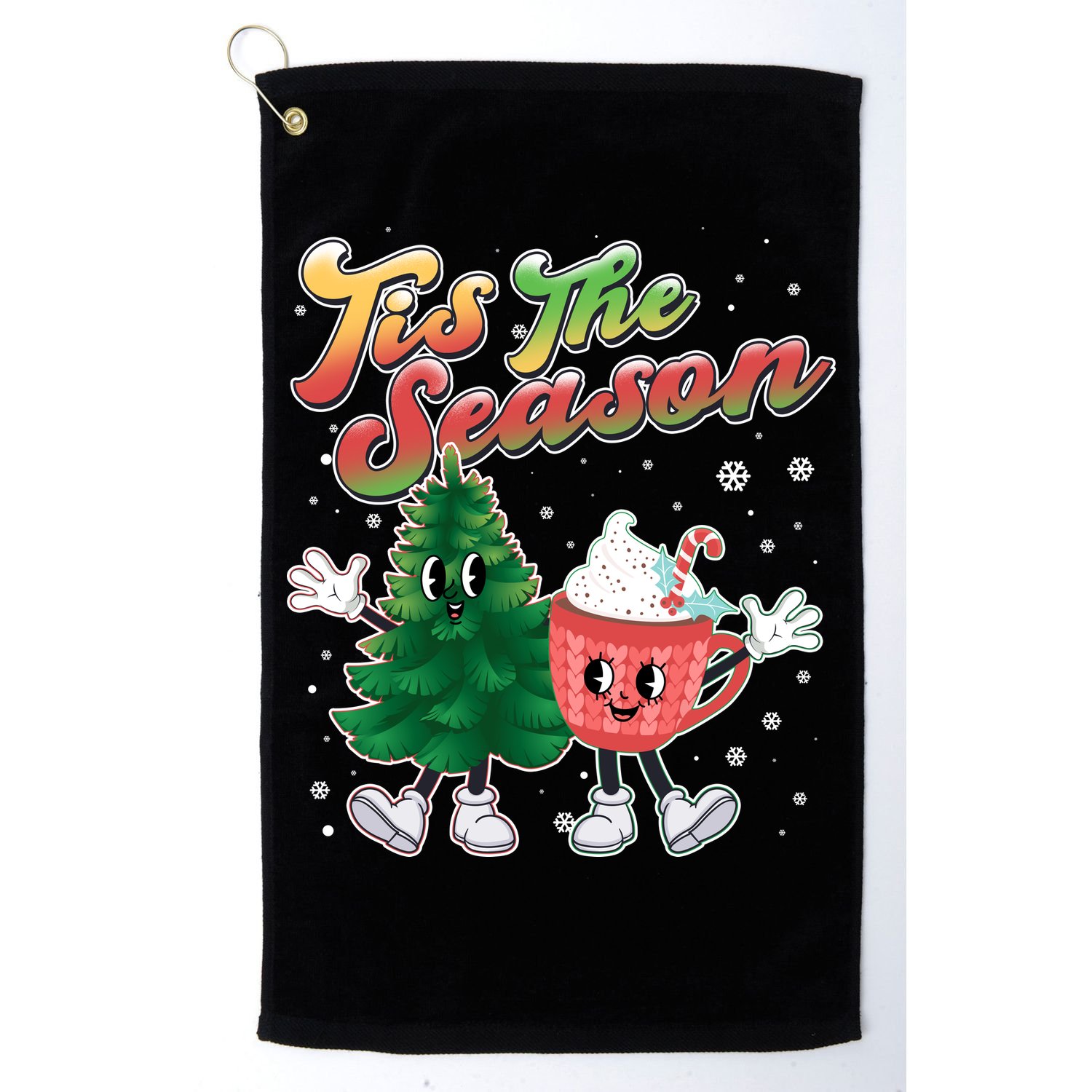 Cute Retro Cartoon Christmas Tis The Season Golf Towel