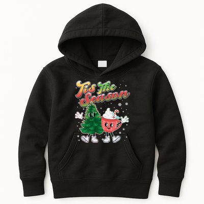 Cute Retro Cartoon Christmas Tis The Season Kids Hoodie