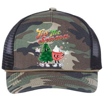 Cute Retro Cartoon Christmas Tis The Season Retro Rope Trucker Hat Cap