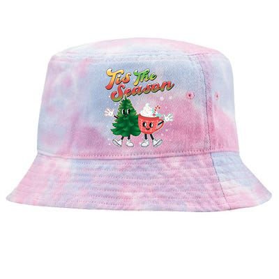 Cute Retro Cartoon Christmas Tis The Season Tie-Dyed Bucket Hat