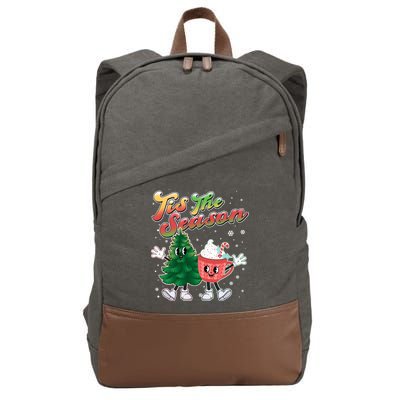 Cute Retro Cartoon Christmas Tis The Season Cotton Canvas Backpack