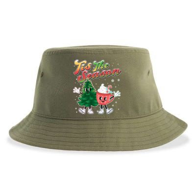 Cute Retro Cartoon Christmas Tis The Season Sustainable Bucket Hat