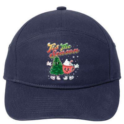 Cute Retro Cartoon Christmas Tis The Season 7-Panel Snapback Hat