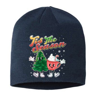 Cute Retro Cartoon Christmas Tis The Season Sustainable Beanie