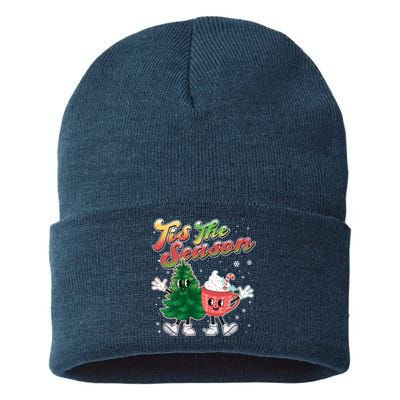 Cute Retro Cartoon Christmas Tis The Season Sustainable Knit Beanie