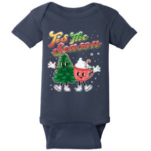 Cute Retro Cartoon Christmas Tis The Season Baby Bodysuit