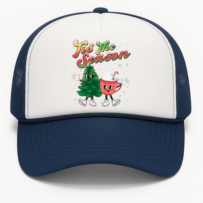 Cute Retro Cartoon Christmas Tis The Season Trucker Hat