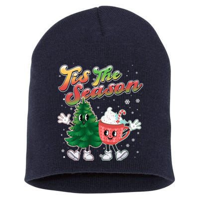 Cute Retro Cartoon Christmas Tis The Season Short Acrylic Beanie