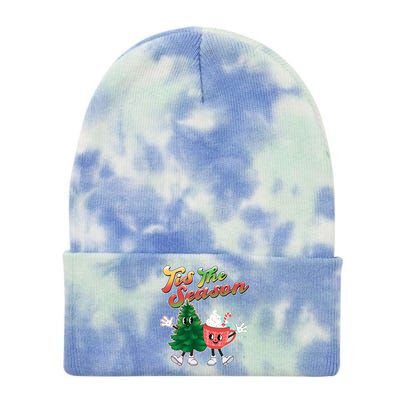 Cute Retro Cartoon Christmas Tis The Season Tie Dye 12in Knit Beanie