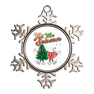 Cute Retro Cartoon Christmas Tis The Season Metallic Star Ornament