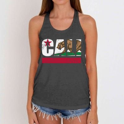 California Republic Cali Flag Vintage Fade Women's Knotted Racerback Tank