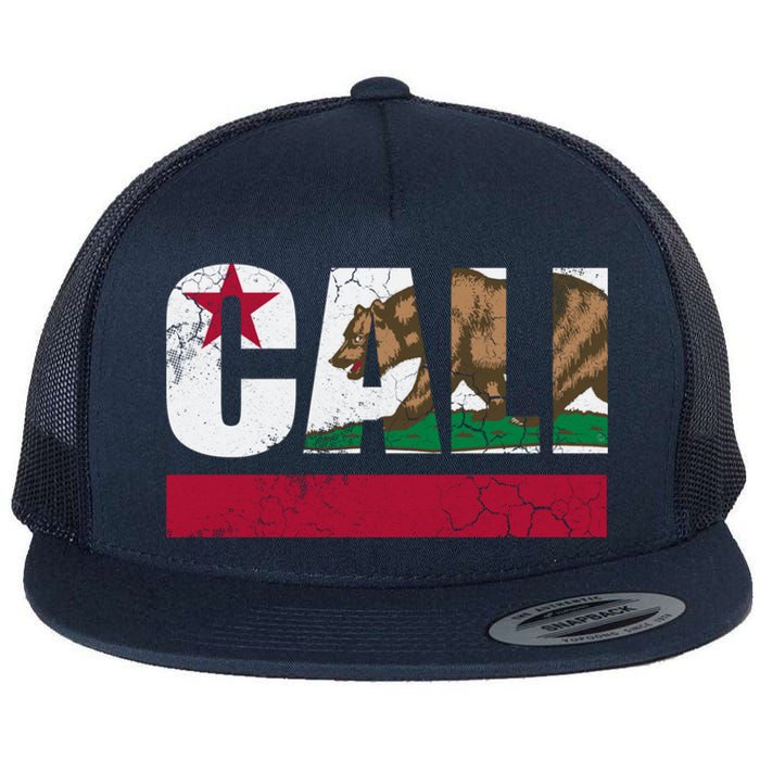 California Republic Cali Flag Vintage Fade Flat Bill Trucker Hat