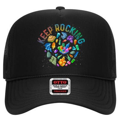 Colorful Rock Collector Earth Scientist Funny Geology High Crown Mesh Back Trucker Hat