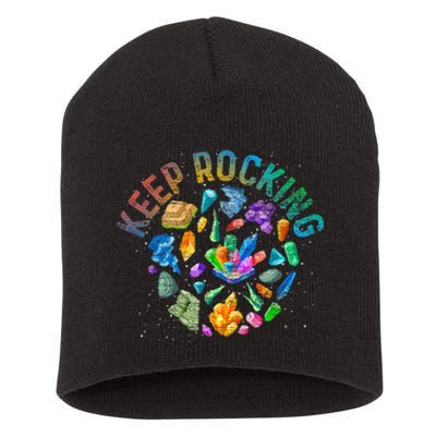 Colorful Rock Collector Earth Scientist Funny Geology Short Acrylic Beanie