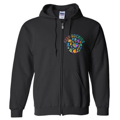 Colorful Rock Collector Earth Scientist Funny Geology Full Zip Hoodie