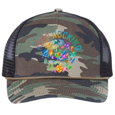 Colorful Rock Collector Earth Scientist Funny Geology Retro Rope Trucker Hat Cap