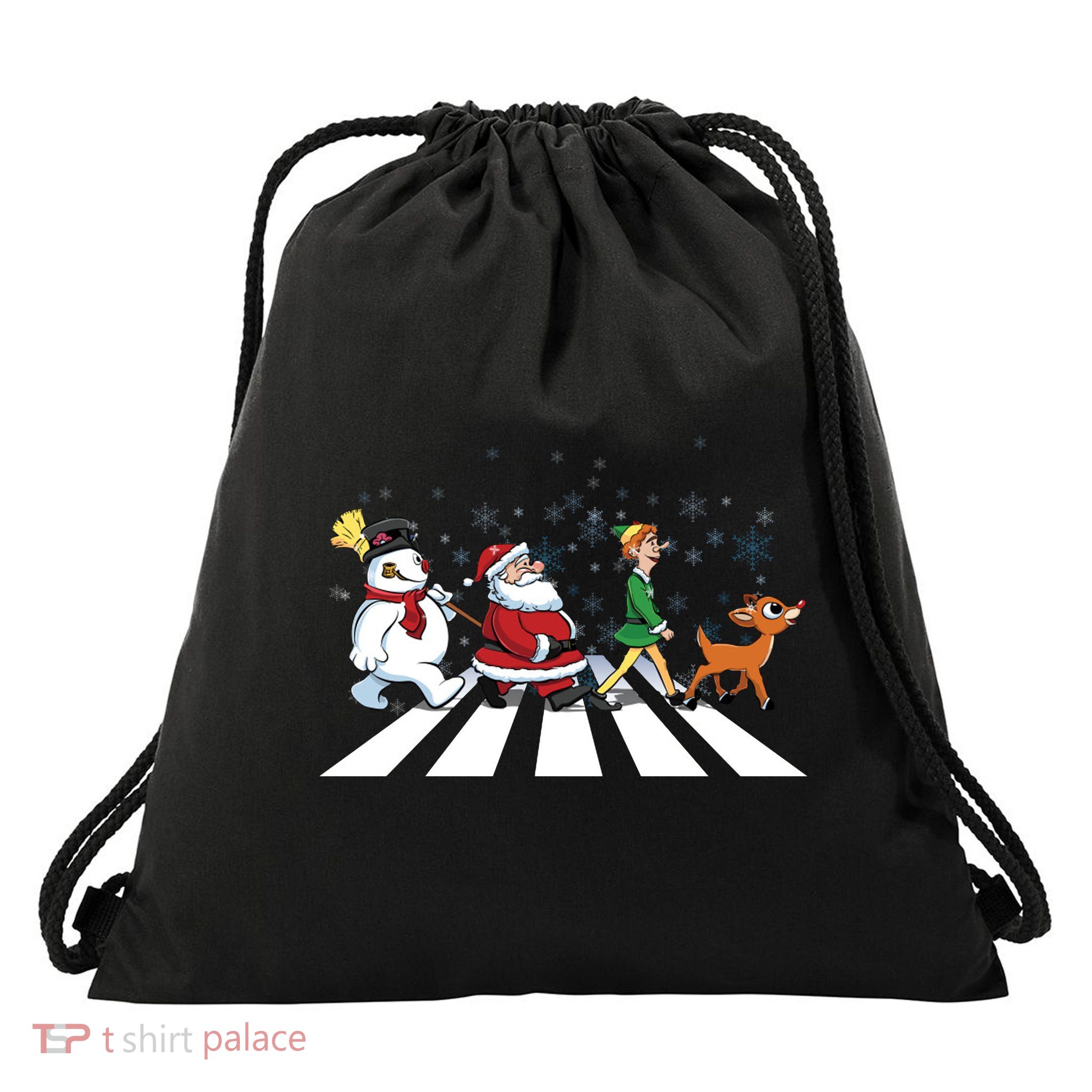 Christmas Road Drawstring Bag