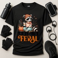 Coffee Raccoon Cute But Feral Autumn Design Gift Cooling Performance Crew T-Shirt