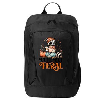 Coffee Raccoon Cute But Feral Autumn Design Gift City Backpack
