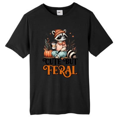 Coffee Raccoon Cute But Feral Autumn Design Gift Tall Fusion ChromaSoft Performance T-Shirt