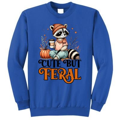 Coffee Raccoon Cute But Feral Autumn Design Gift Sweatshirt