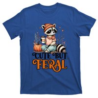 Coffee Raccoon Cute But Feral Autumn Design Gift T-Shirt