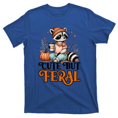 Coffee Raccoon Cute But Feral Autumn Design Gift T-Shirt