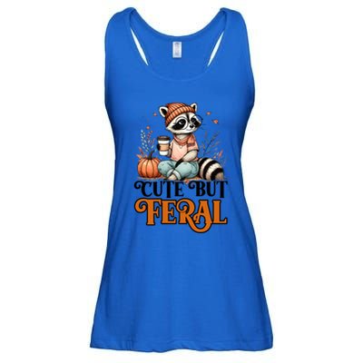 Coffee Raccoon Cute But Feral Autumn Design Gift Ladies Essential Flowy Tank