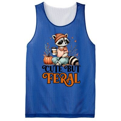 Coffee Raccoon Cute But Feral Autumn Design Gift Mesh Reversible Basketball Jersey Tank