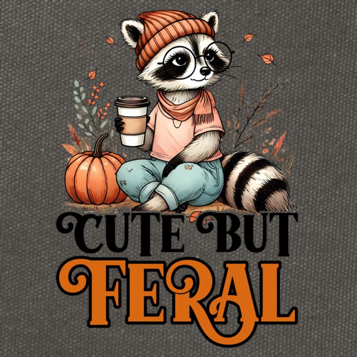 Coffee Raccoon Cute But Feral Autumn Design Gift Cotton Canvas Backpack