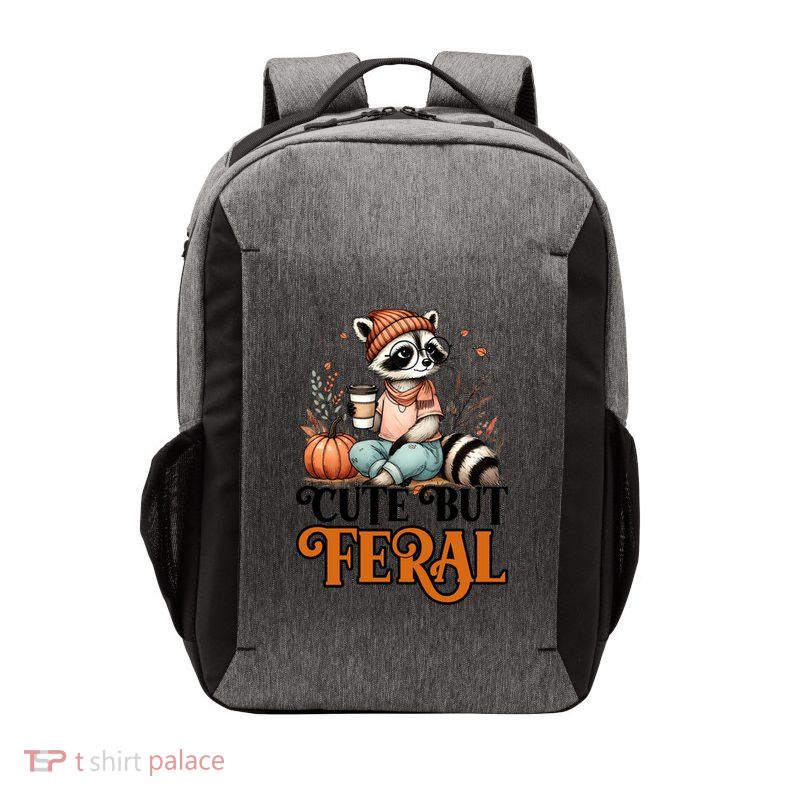 Coffee Raccoon Cute But Feral Autumn Design Gift Vector Backpack